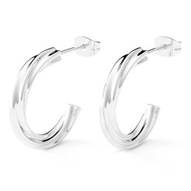 THIORA Women's Creole Earrings - 'Hawaiian Twist' | Premium Stainless Steel | Twisted Hoop | Twisted Circle, Stainless Steel