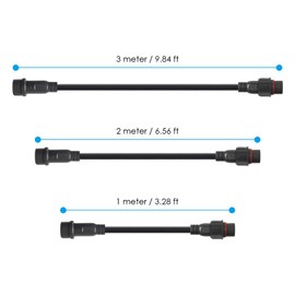 BTF-LIGHTING 5PCS 6.56ft 2meter 4 Pin 0.5mm²/20AWG IP65 Extension Cable Wire with Male and Female Connectors at Both Ends for RGB 5050 WS2815 WS2805 SK9822 etc LED Strip 22mm nut Big Size