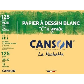 CANSON "C" mit Körnung – 12 Blatt Zeichenpapier, weiß, A4, 125 g/m²
