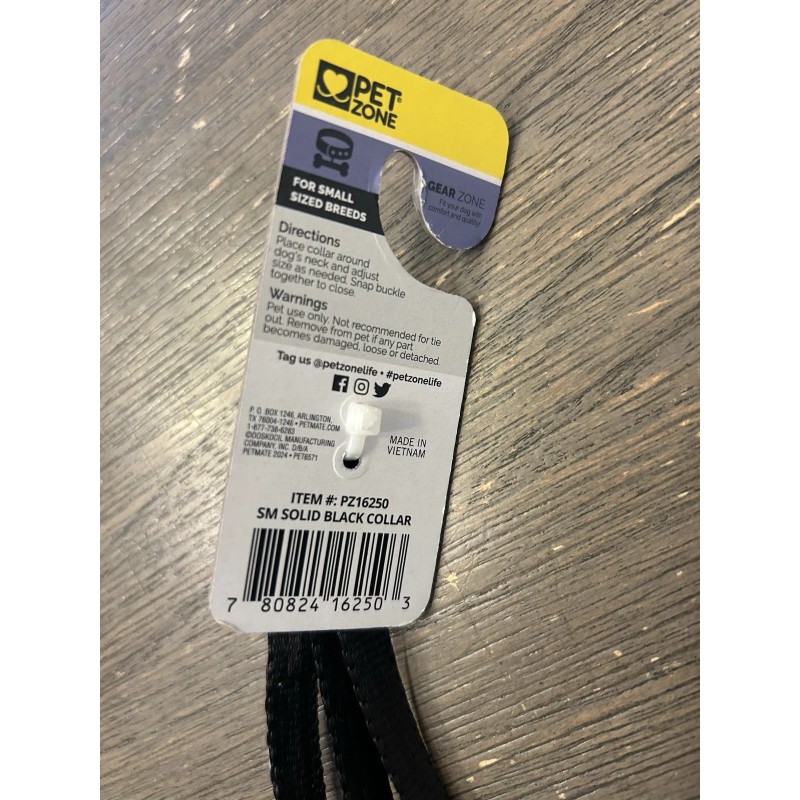 Pet Zone Small Solid Black Pet Collar Dog Breeds Up