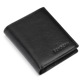 SENDEFN Men's Leather Wallet with RFID Protection - Men's Wallet Landscape Format - 8 Compartments for Credit Cards - Wallet Includes Gift Box, black, Fastened