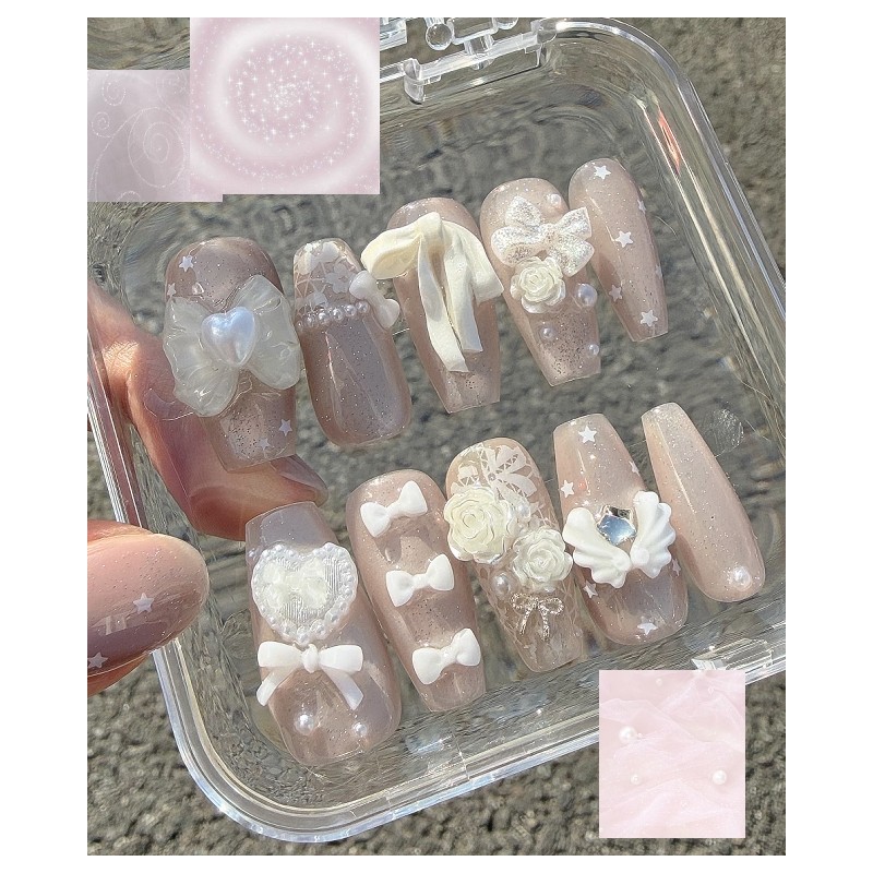 Blur Chiffon Magnet Magnet Handmade Nail Tips - Ballerina /