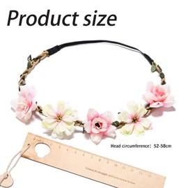 Dinghaole 5PCS Vibrant Holiday Headband Suitable For Women - Adjustable Elastic Floral Crown Hair Accessory Set Suitable For Festivals, Parties, Weddings