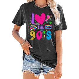 ELDPS 90s Shirt for Women: I Love The 90s Shirt Graphic Vintage Tees 90's Neon Party Outfits Tops