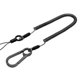 Rasta Banana RCSTWCL03BK Stainless Steel Wire Coil Strap with Carabiner, Long Type, Super Durable, Black