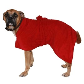 Toby and Alexander Super Absorbent, Quick Drying Dog Bathrobe (XS, Red)