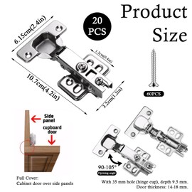 FYSL 10 Stück Schrankscharnier mit 60 Schrauben, Scharniere für Schranktüren, Schrank Scharniere mit Soft Close Automatikscharnier, 90 Grad, Leise Hydraulisch, Topfscharnier ø 35 mm