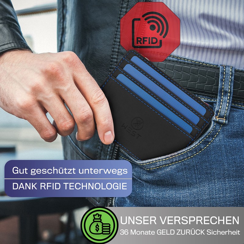 WEST® - Magic Thin Wallet with Coin Pocket, navy, rfid