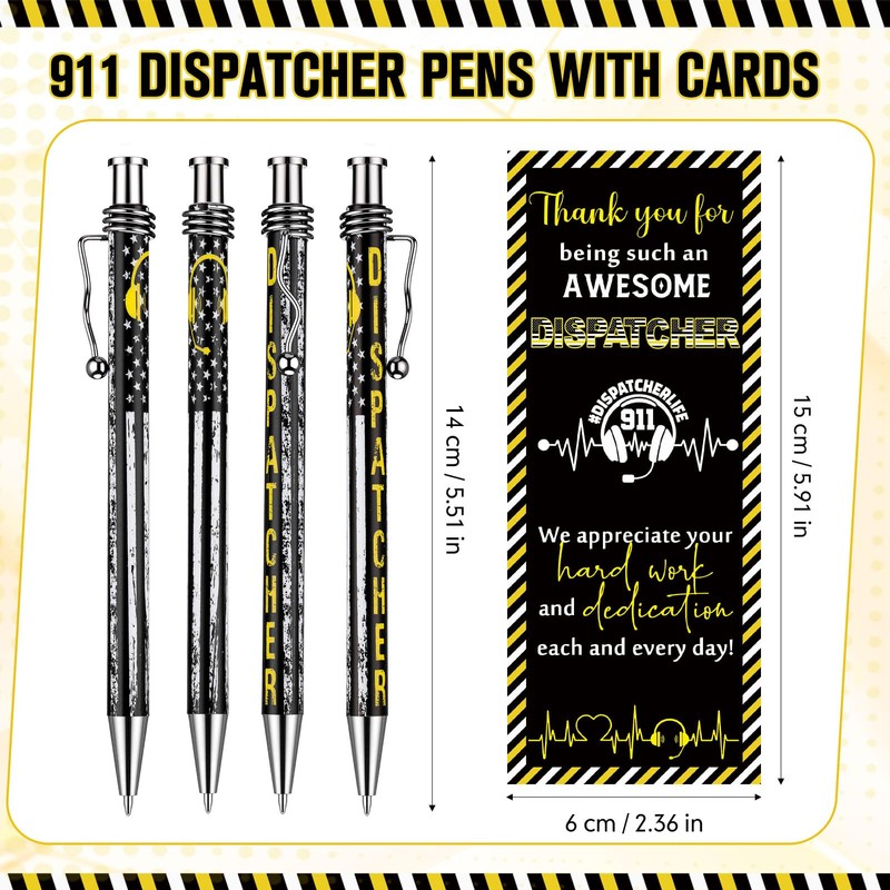 Frienda 25 Set 911 Dispatcher Gifts Ballpoint Pens with Bookmarks