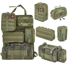 BXBXHD 6 Pack Tactical Truck Organizer Back Seat Storage Car Seat Storage Bag Molle Panels for vehicles, Car and SUV with Lots of Handy Compartments (Army green)