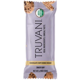 Truvani Plant Based Snack Bars | Chocolate Chip Cookie Dough 1 Pack | 5g Protein | USDA Organic and Vegan | The Only Bar | Dairy, Soy, and Gluten Free | Individually Wrapped