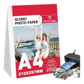 ECOZENDSY 100 Hojas de Papel Fotográfico Glossy A4 200g Brillante Color Blanco