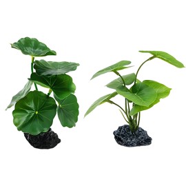 ZHIGOU 2 Pieces Fish Tank Decorations - Plastic Artificial Plants - Betta Leaf Hammock Goldfish Reptile Hideout - Realistic Green Decor - Fish Tank Accessories