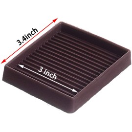 Set of 4 -Caster Cups Rubber 3" x 3" (Brown)