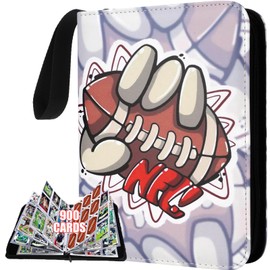 Football Card Binder 900 Pockets, PU Leather 9 Pocket Trading Card Album with 50 Removable Sleeves, Zipper 3-Ring Card Holder for Kids & Collectors, Storage for Sports, MTG, TCG, Football Cards