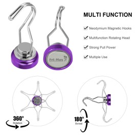 Ant Mag Swivel Hooks 50lbs Heavy Duty Grill Hooks with Scratch Proof Stickers Great for Home Refrigerator Kitchen Store Grill BBQ Office Warehouse