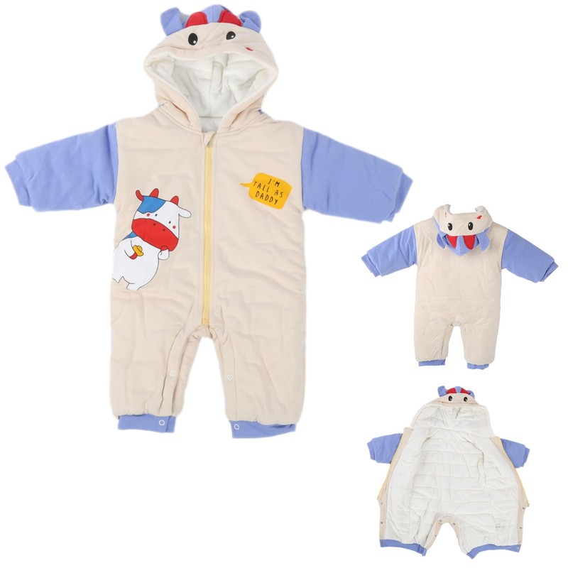 Winter Thickening Baby Cartoon Romper Children Infant Baby Hooded Romper