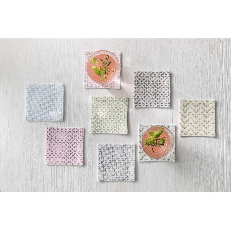 LECIEN 98902 Sashiko Coaster Can Make 4 Piece Cross, Navy