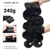 Pobokix Body Wave Clip in Hair Extensions Real Human Hair