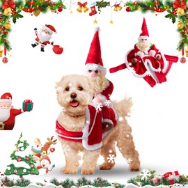 Dog Christmas Costume, Dog Costume Christmas, Dog Coat for Small, Medium, Large Dog Clothing, Christmas Hat, Santa Reindeer Costume for Dogs, Christmas Jumper Pet Hoodie Coat