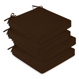 downluxe Waterproof Outdoor Chair Cushions Set of 4, 19" x 19" x 3" Patio Chair Cushion with Non-Slip Ties & Handle, Square Outdoor Cushion for Patio Furniture with Removable Cover, Brown