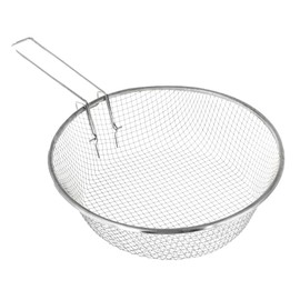 Metal Deep Fry Basket Strainer - 9 Inch - Stainless Steel Fries Cooking Strainers - Fryer Baskets With Handle