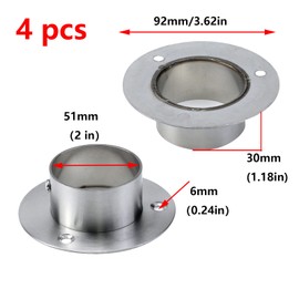 Antrader 4-Pack Stainless Steel Closet Rod Flange 2-Inch Dia. Heavy Duty Socket Bracket Support Holder for Pipe（Silver）