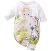 Aoswep - Cute Giraffe + Zebra With Floral Print Long