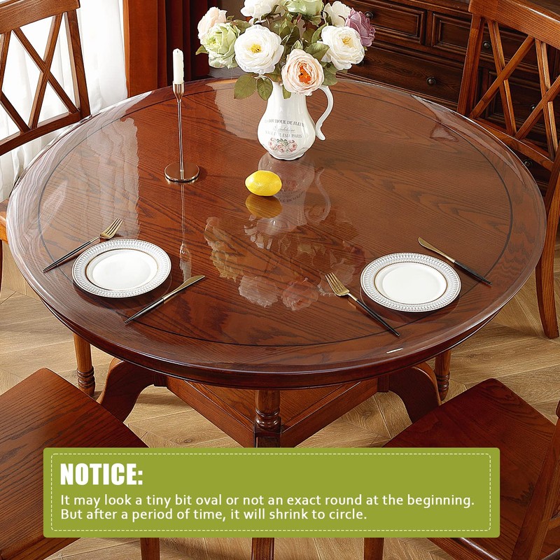 OstepDecor Round Clear Table Protector 44 Inch Thick Clear Table