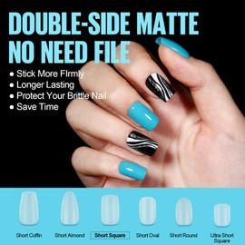 TOMICCA Nail Tips, 360 Pieces, Full Cover Soft Gel Tips, No-File Nail Tips, Pre-Buff PMMA Resin Artificial Nails Tips in 15 Sizes, Short Square for Sticking, Nail Art for Nail Studios, Starter DIY