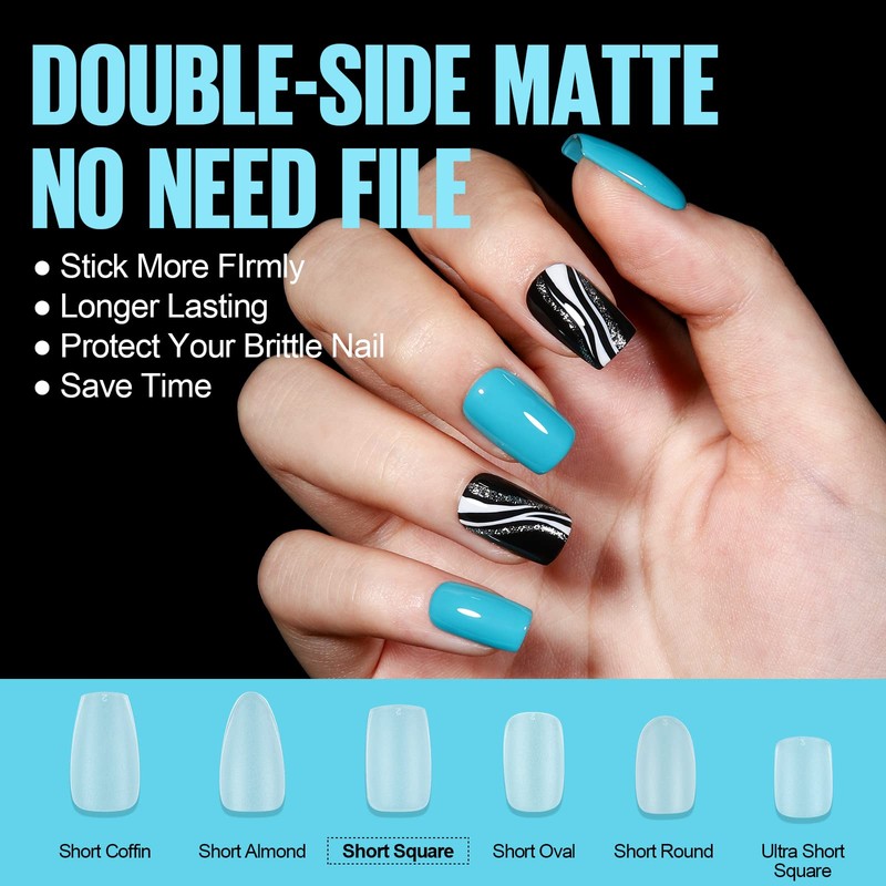TOMICCA Nail Tips, 360 Pieces, Full Cover Soft Gel Tips,
