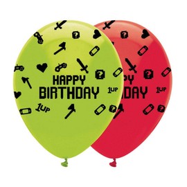 Creative Party Digital Gaming Birthday Balloons, 6 Green & Red Gaming Party Balloons, Happy Birthday Balloons for Boys and Girls, Party Balloons, Birthday Party Supplies, RB323