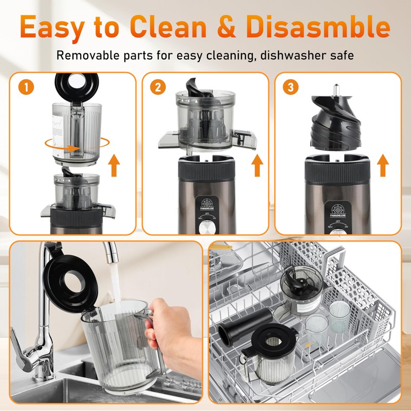 FAB&DELUXE Cold Press Juicer - 34oz Juicer Machines with 4.3"