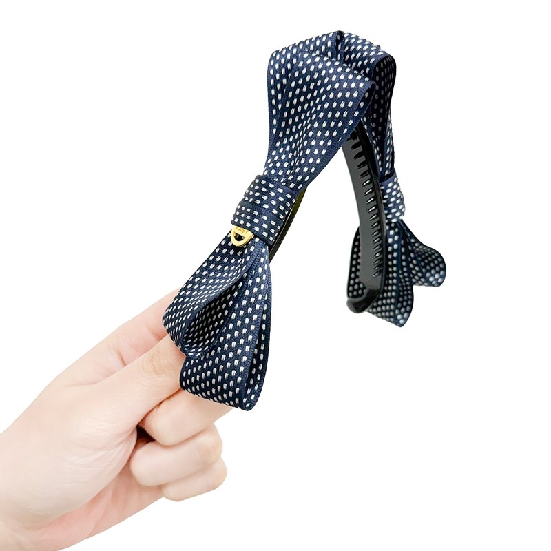 Burnaby Navy Dot 2-tier Ribbon Banana Pin / 버나비 네이비