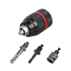 1.5-13mm 1/2''-20UNF Keyless Drill Chuck Metal Heavy Duty, with SDS-Plus Shank 1/4" Hex Shank 1/2'' Socket Square Wrench Adapter for Impact Driver, Electric Drill, Hammer Drill