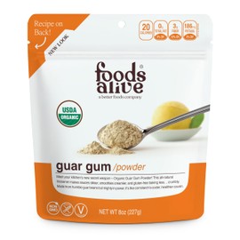 Foods Alive Organic Guar Gum Powder 8 oz, Thickening Agent, Kosher Gelatin, Vegan, Gluten Free