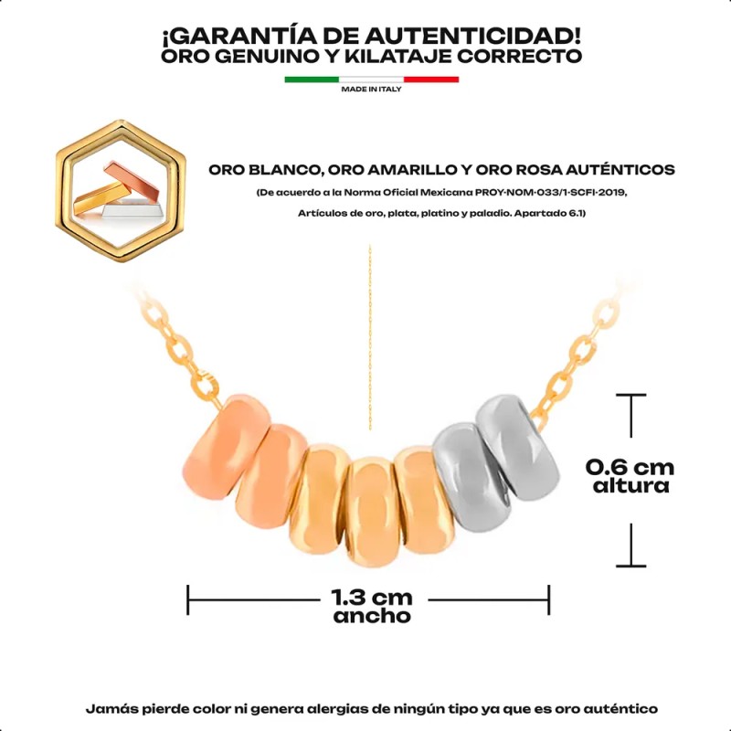 Cadena De Oro 10k Semanario 3 Oros Collar Mujer Gargantilla