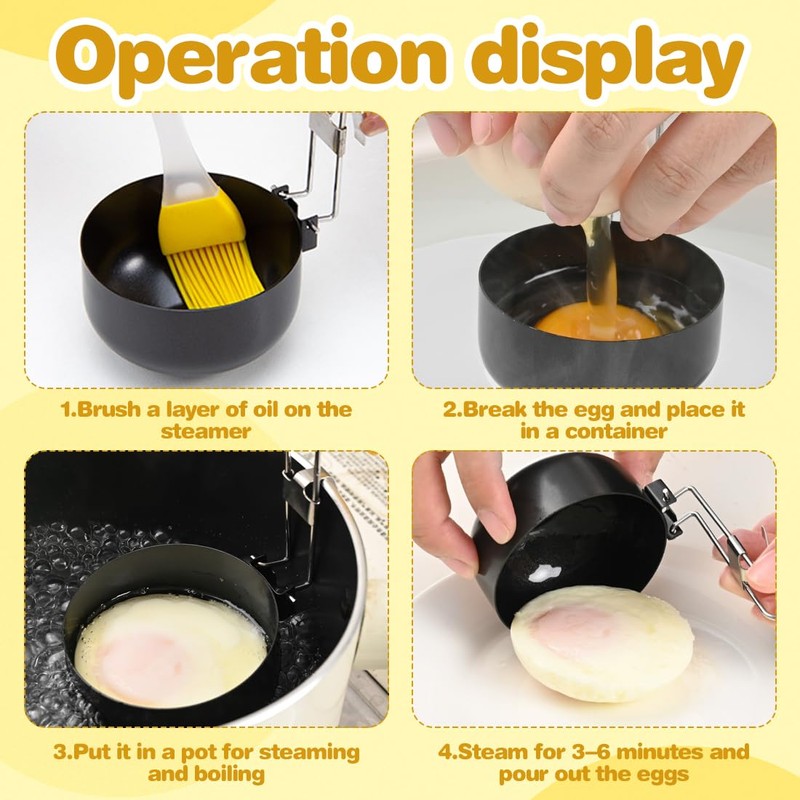 2 Pack Egg Poacher Pan, Non-Stick Poached Egg Maker, Stainless