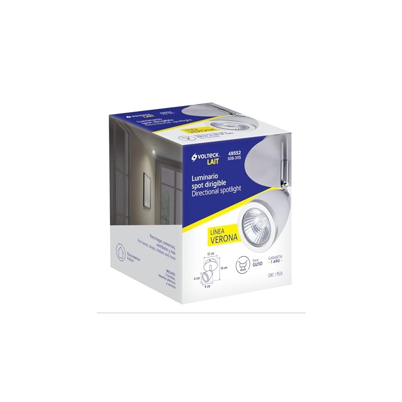 Volteck Lait SOB-311S, Luminario de sobreponer 1 spot base GU10,