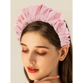 Urieo Ruched Ruffled Headband Volume Wave Headbands Pleated Head Band Scrunchies Crown Hair Accessories for Women(Pink)
