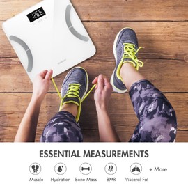 Tenergy Vitalis Body Fat Scale Digital Weight Bluetooth Connected APP Scale, High Precision BMI Scale with Large Easy Read Backlit LCD, Body Scale, Max Weight 400 Pounds, Compatible with iOS/Android