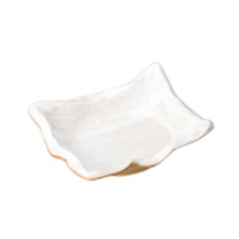 Yamashita Kogei 905807589 Sashimi Plate, White Oil Droplets Brushed, Transformed Sashimi Pot, 6.9 x 5.7 x 2.2 inches (17.5 x 14.5 x 5.6 cm)