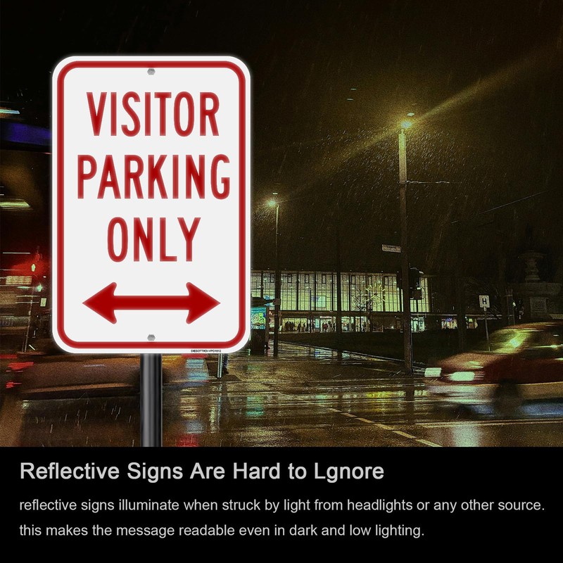 Visitor Parking Only Signs (2 Pack), 12" x 18" Heavy-Duty