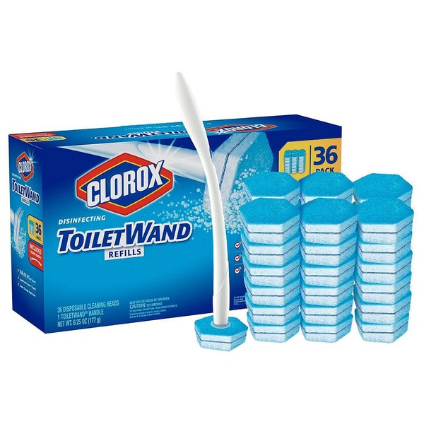 Clorox ToiletWand,Disposable Toilet Cleaning Rainforest Rush Refill (36 Count 1 Toilet)