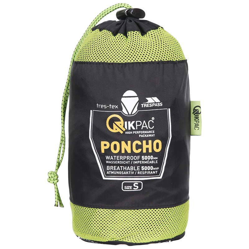 Trespass Trespass Qikpac Poncho, Black, L, Compact Packaway Waterproof Poncho