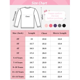 Cooraby 5 Pack Girls Long Sleeve Tees Basic Crewneck Soft T-Shirts Toddlers' Assorted Colors