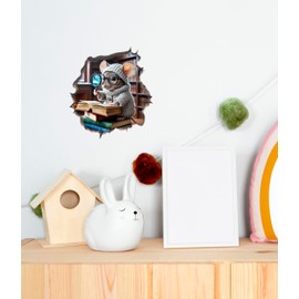 Mouse Reading Book Wall Murals Peel and Stick for Kids Room, Classroom Wall Decor - 3D Effect Wall Mural, Ideal Wall Stickers & Murals, Decorative Decal for Educational Spaces Design 19