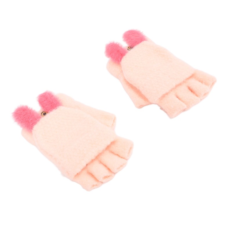 USB Heated Knitted Flap Gloves Half Finger 5V Winter Heating