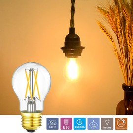 Leools Dimmable E26 led Bulb 6W Equal 60 watt Vintage LED Edison Bulb AC120V 2700K A15 LED Bulb for Ceiling Fan Light Bulbs,Appliance Bulb and Refrigerator Light Bulb 600LM Clear Medium 6Pack