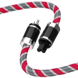 Monosaudio 12AWG HiFi Audio Power Cable Pure Copper 3 Pin 125V/15A AC Power Cable IEC320 C13 Connector Rhodium Plated Power Plug Audio Power Cord for Audio Power Cord Audio Power Cable AC Power Cord